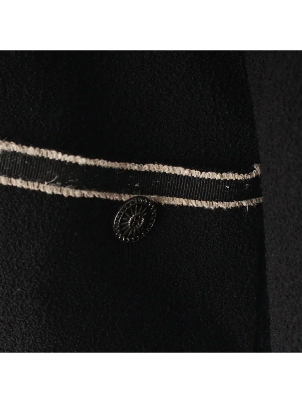 Chanel Wool Chain Trim Coco Buttons Long Coat Black 34